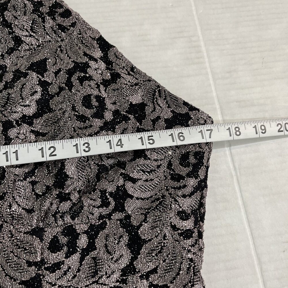R & M Richard Dress Womens 12‎ Black Metallic Lace Aline Midi Strapless Event - Picture 7 of 12
